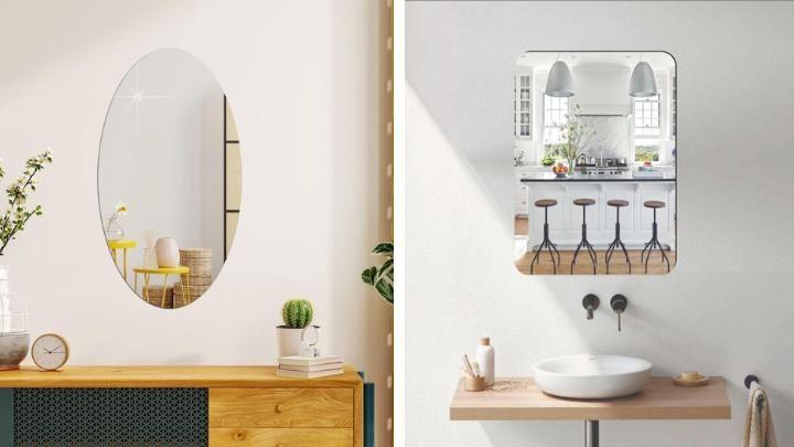 Combo of Oval Shape & Square Shape Mirror (Pack of 1)